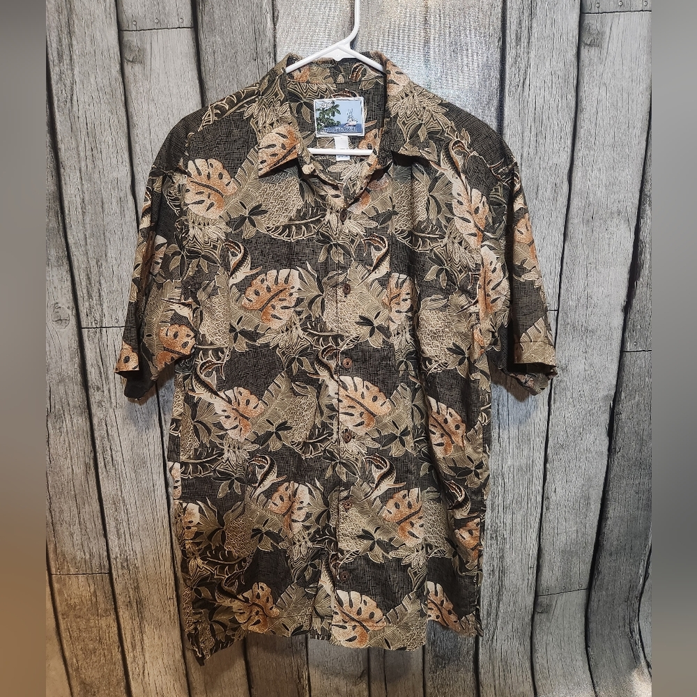 AFTCO Bluewater Fish Hawaiian‎ Shirt Size Large